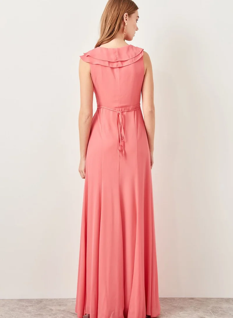 trendyol Front Split Ruffle Detail Dress