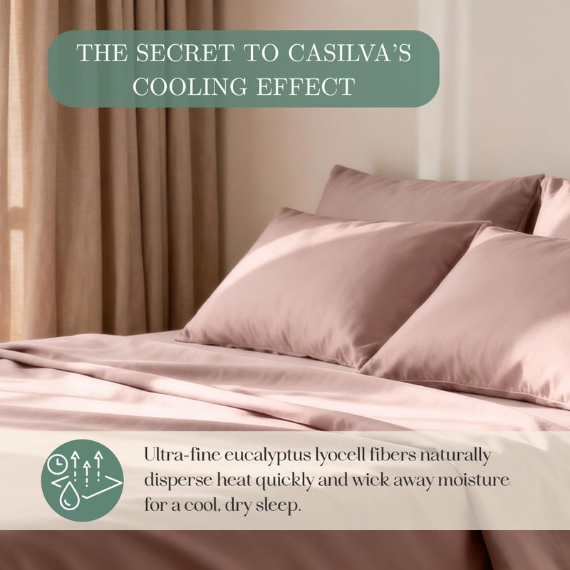CASILVA Eucalyptus Sheets - Infused with Silver for Anti-Odor, Softer Than Silk Fibers, More Cooling Than Cotton - Perfect for Hot Sleepers & Sensitive Skin - 100% Tencel Lyocell - King Sheet Set - Image 3