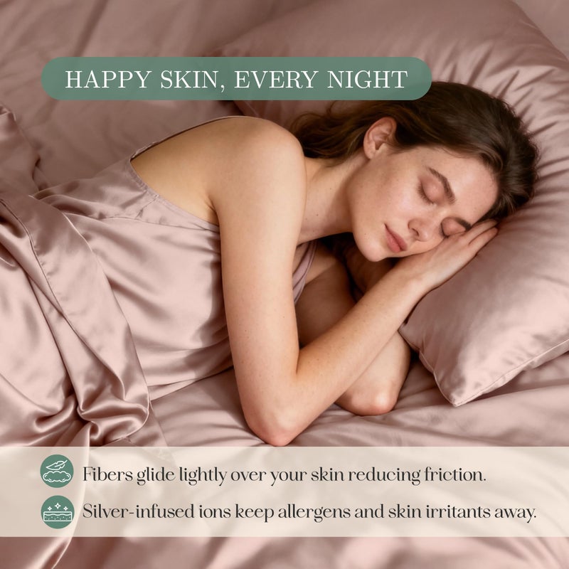 CASILVA Eucalyptus Sheets - Infused with Silver for Anti-Odor, Softer Than Silk Fibers, More Cooling Than Cotton - Perfect for Hot Sleepers & Sensitive Skin - 100% Tencel Lyocell - King Sheet Set - Image 4