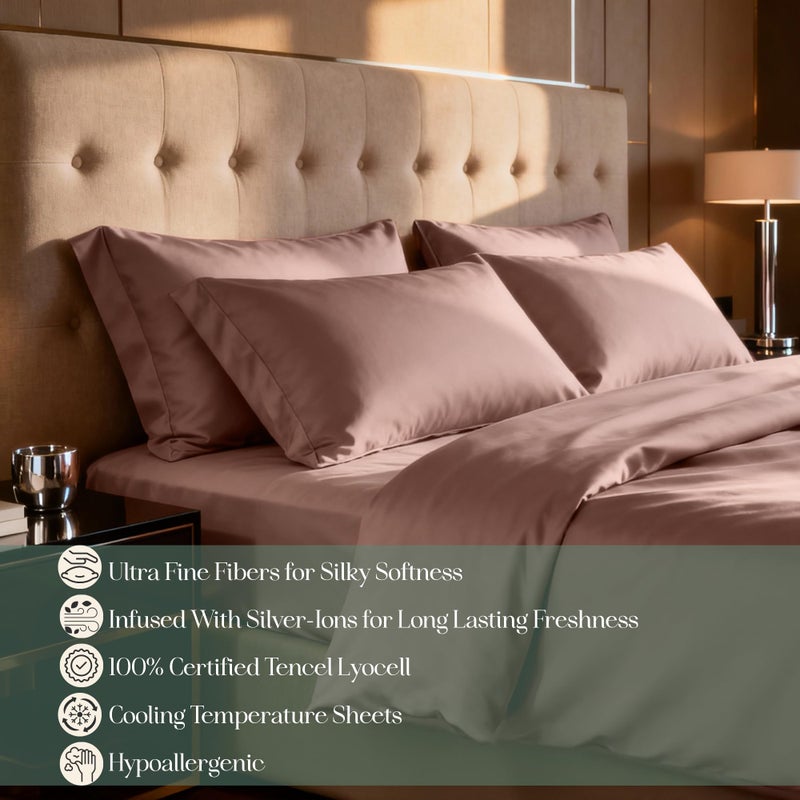 CASILVA Eucalyptus Sheets - Infused with Silver for Anti-Odor, Softer Than Silk Fibers, More Cooling Than Cotton - Perfect for Hot Sleepers & Sensitive Skin - 100% Tencel Lyocell - King Sheet Set - Image 2