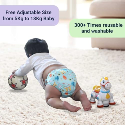 Little Pea Leak-Proof Free Size Cloth Diapers for 3 Months-3 Years—1 Adjustable Diaper Cover, 1 Absorbent Pad (Fits 5Kg-18kg), Washable, Reusable, Rash-Free with 6-Hour Absorbency, Pack of 1 - Image 5