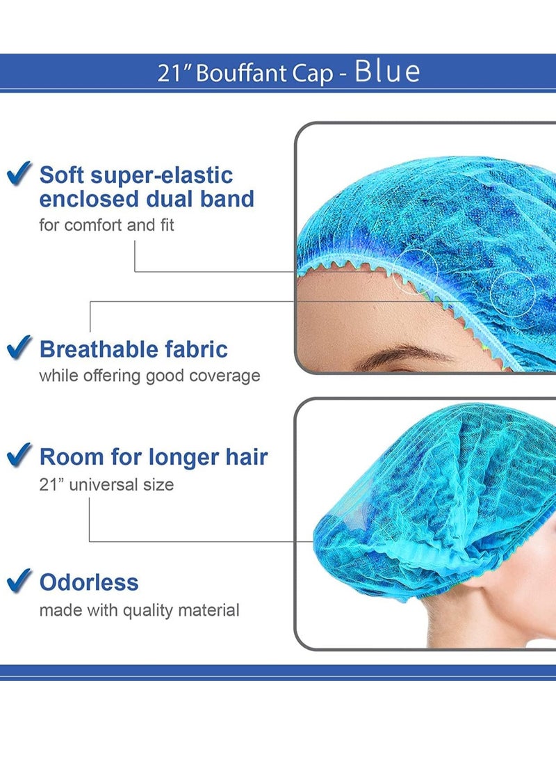 Generic Disposable Bouffant Caps Mesh Hair Cover 21 Inch Elastic Dust Protection for Kitchen Catering 200pcs  - Image 3