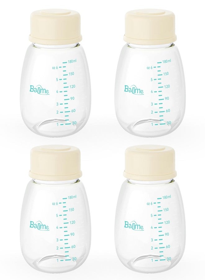 BALIME 6oz Milk Storage Bottles, Compatible with Spectra Pumps, BPA-Free, Leak-Proof Design, Dual Use as milk Storage Containers for Fridge or Freezer（4-Pack） - Image 1