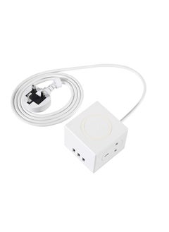 Flash Hawk 1 Socket Extension Cord Tower Power Strips with 3 USB Ports and Wireless Charging 1.8m White  - Image 1