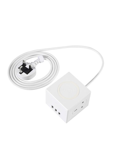1 Socket Extension Cord Tower Power Strips with 3 USB Ports and Wireless Charging 1.8m White