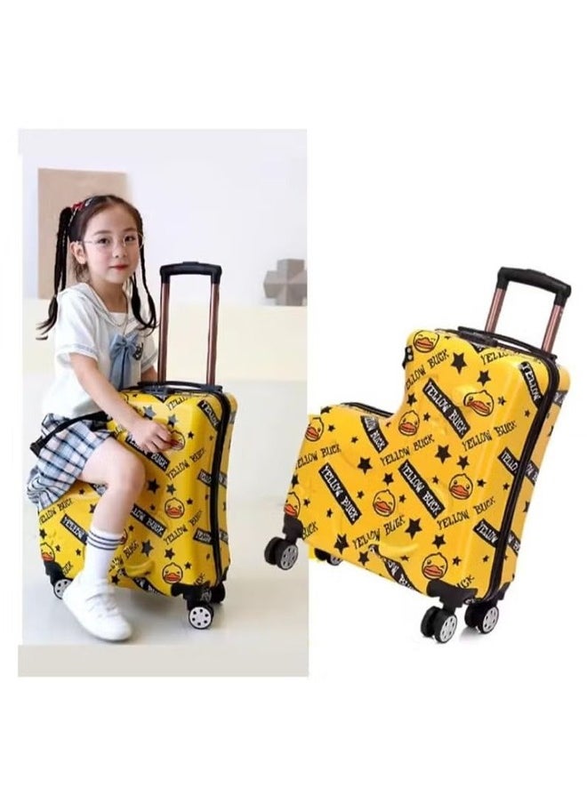 B.duck - Children's Travel Suitcases, Trolley Cases, Durable, Not Easy To Break, Curved Design, Smooth Rounded Corners Of The Box, Safe And Secure, Built-In Shock Absorption Design, Silent Universal Wheels, The Box Can Rotate And Slide Freely. - Image 1