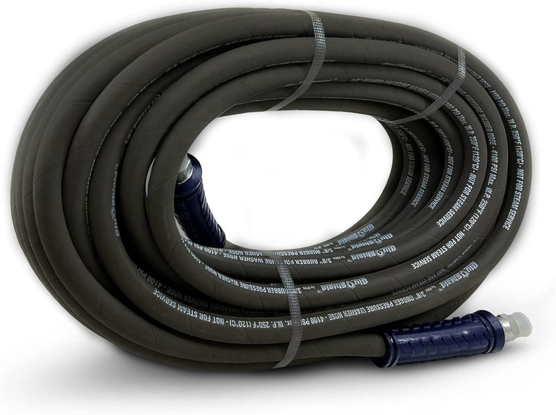 BluBird BluShield Aramid Braided Rubber Pressure Washer Hose 4100 Psi Handle 250F Hot  Cold Water Heavy Duty 35 Lighter Flexible 38 x 50 wCoupler Plug  - Image 2