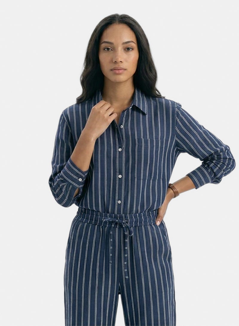 RAVIN Women Ravin Striped Relaxed-Fit Linen-Blend Shirt - Image 1