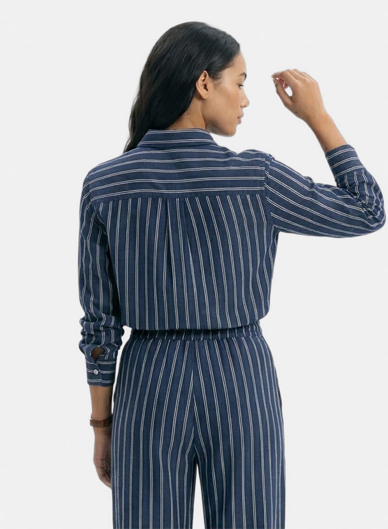 RAVIN Women Ravin Striped Relaxed-Fit Linen-Blend Shirt - Image 2