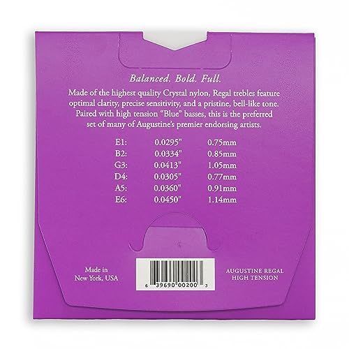 Augustine Strings Regal High Tension - Premium Crystal Nylon Classical Guitar Strings - Produced in New York by the Manufacturer of the Original Nylon String - 1 Set - Image 2