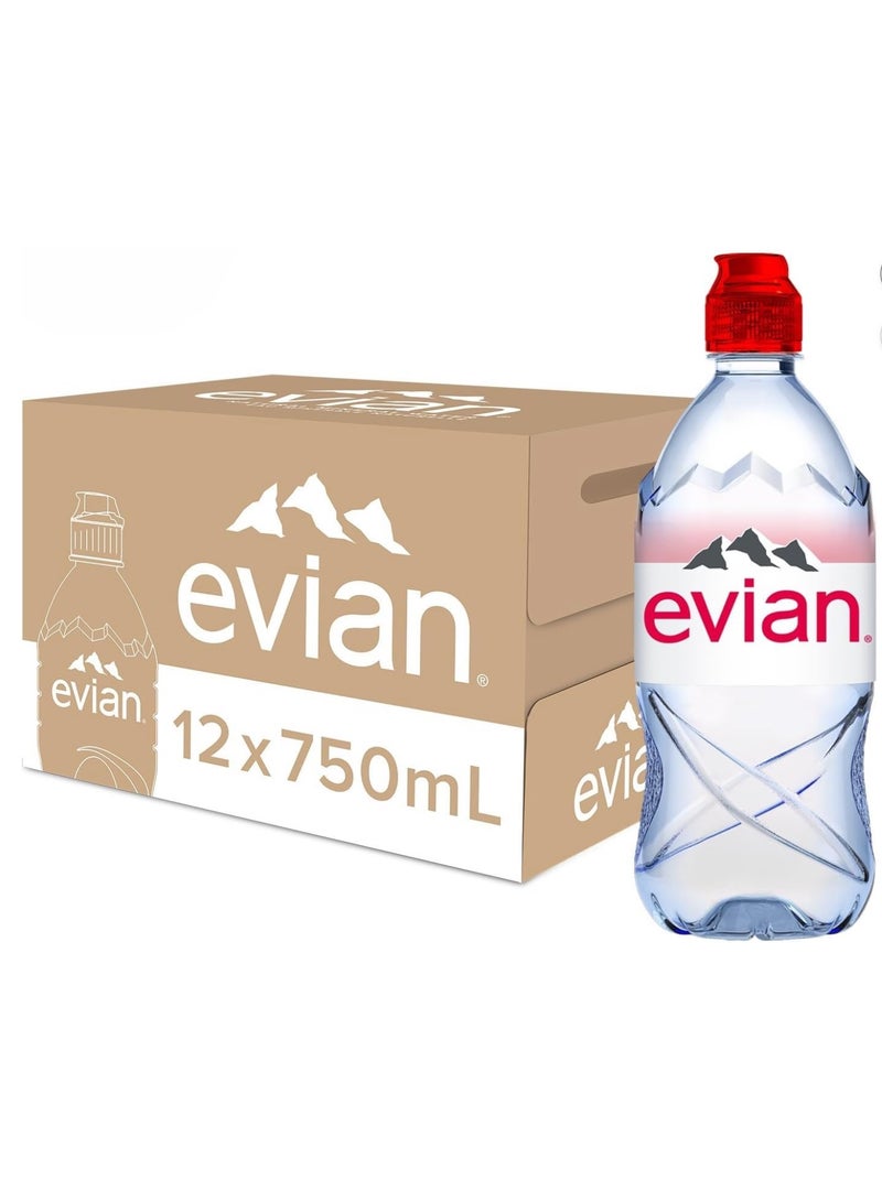 إيفيان Evian Natural Mineral Water Sport Cap Bottle, 750ml (Pack of 12) Pack of 12 - Image 5