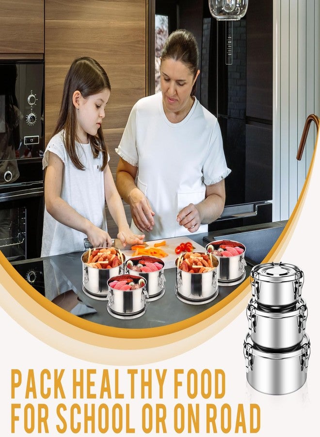 Skybooly 3 Pcs Small Stainless Steel Bento Box Reusable 304 Stainless Steel Food Storage Containers with Lockable Clips to Leak Proof, Dishwasher Safe(54 Oz, 74 Oz, 101 Oz) - Image 5