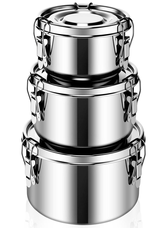 Skybooly 3 Pcs Small Stainless Steel Bento Box Reusable 304 Stainless Steel Food Storage Containers with Lockable Clips to Leak Proof, Dishwasher Safe(54 Oz, 74 Oz, 101 Oz) - Image 1
