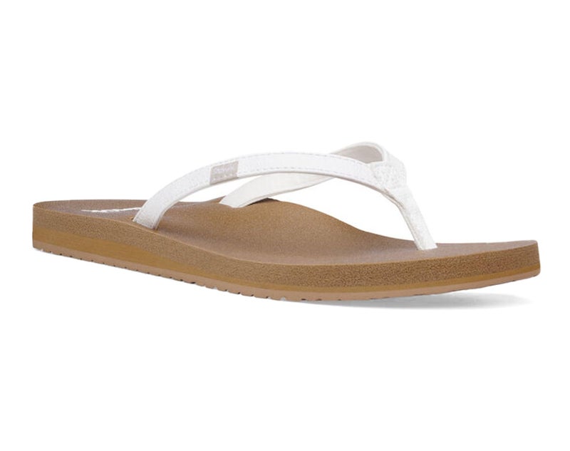 Sanuk Yoga Joy | Flip Flops for Women | Yoga Sandals For Women | Women's Beach Sandals | Memory Foam Footbed, Tan White, 7 - Image 2