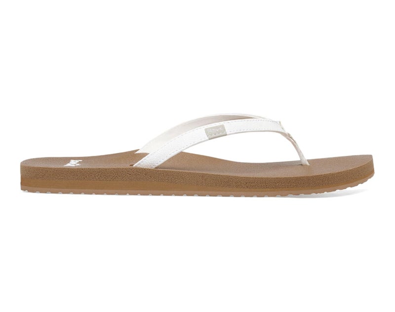 Sanuk Yoga Joy | Flip Flops for Women | Yoga Sandals For Women | Women's Beach Sandals | Memory Foam Footbed, Tan White, 7 - Image 1