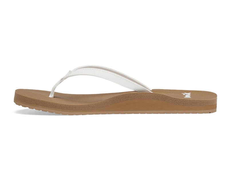 Sanuk Yoga Joy | Flip Flops for Women | Yoga Sandals For Women | Women's Beach Sandals | Memory Foam Footbed, Tan White, 7 - Image 3
