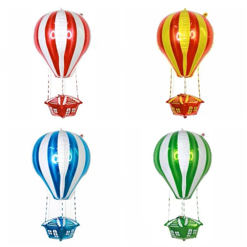 Atpata Funky 4pcs 35" Hot Air Balloon Shape Parachute Foil Balloons | 2-Color Stripes Design | Turkey Istanbul Theme | Carnival, Birthday, Baby Shower Party Decorations - Image 2
