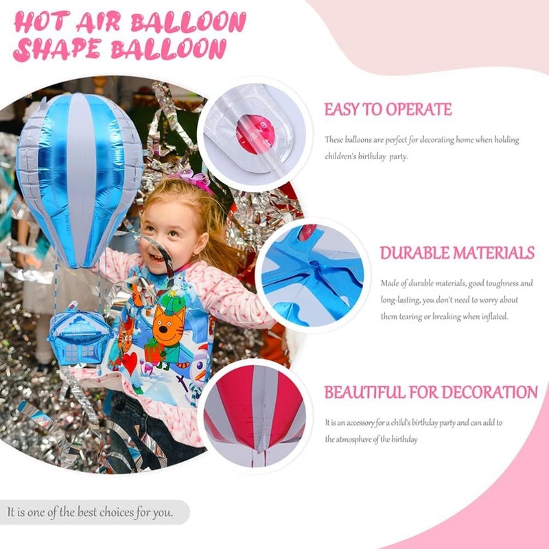 Atpata Funky 4pcs 35" Hot Air Balloon Shape Parachute Foil Balloons | 2-Color Stripes Design | Turkey Istanbul Theme | Carnival, Birthday, Baby Shower Party Decorations - Image 5