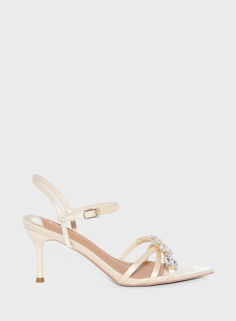 ايلا ليمتد اديشن Pointy Jeweled Ankle Strap Heel Sandal