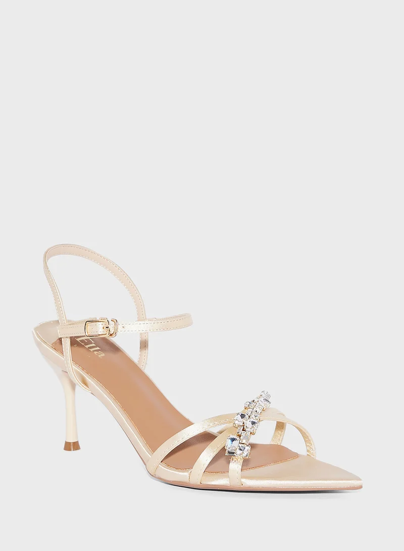 ايلا ليمتد اديشن Pointy Jeweled Ankle Strap Heel Sandal