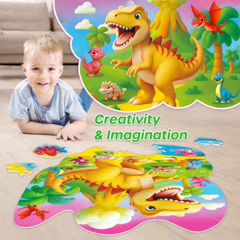 SYNARRY Dinosaur Floor Puzzles for Kids Ages 4-6, Large 45 Piece Floor Puzzles for Kids Ages 3-5, Puzzles for 4-8 Years Old, Dinosaur Toys Easter Basket Stuffers Gifts for 3 4 5 6 7 8 Year Old Boys - Image 3