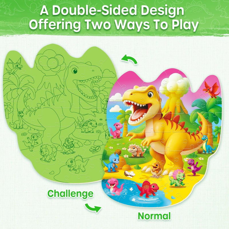 SYNARRY Dinosaur Floor Puzzles for Kids Ages 4-6, Large 45 Piece Floor Puzzles for Kids Ages 3-5, Puzzles for 4-8 Years Old, Dinosaur Toys Easter Basket Stuffers Gifts for 3 4 5 6 7 8 Year Old Boys - Image 2