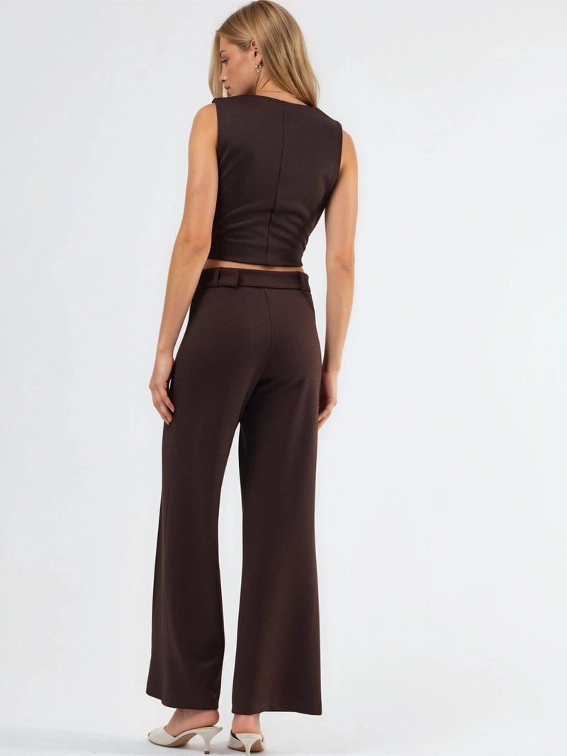 BUSEM High Waist Belted Straight Leg Pants - Image 3