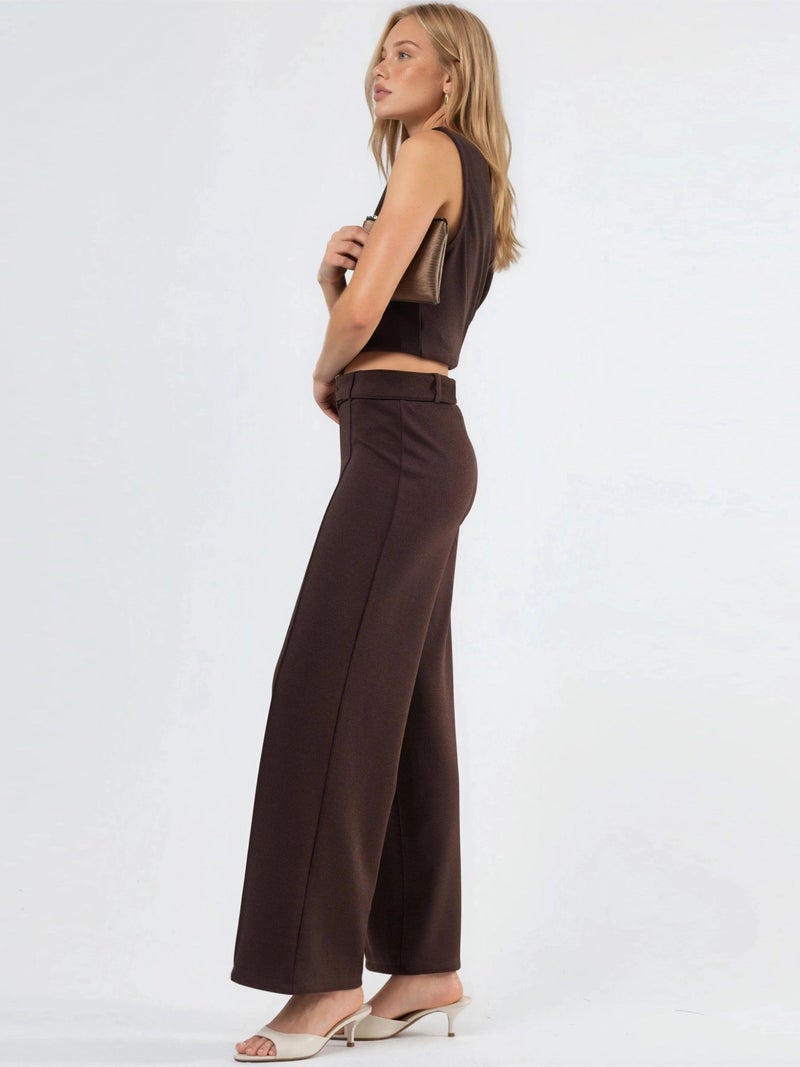 BUSEM High Waist Belted Straight Leg Pants - Image 4
