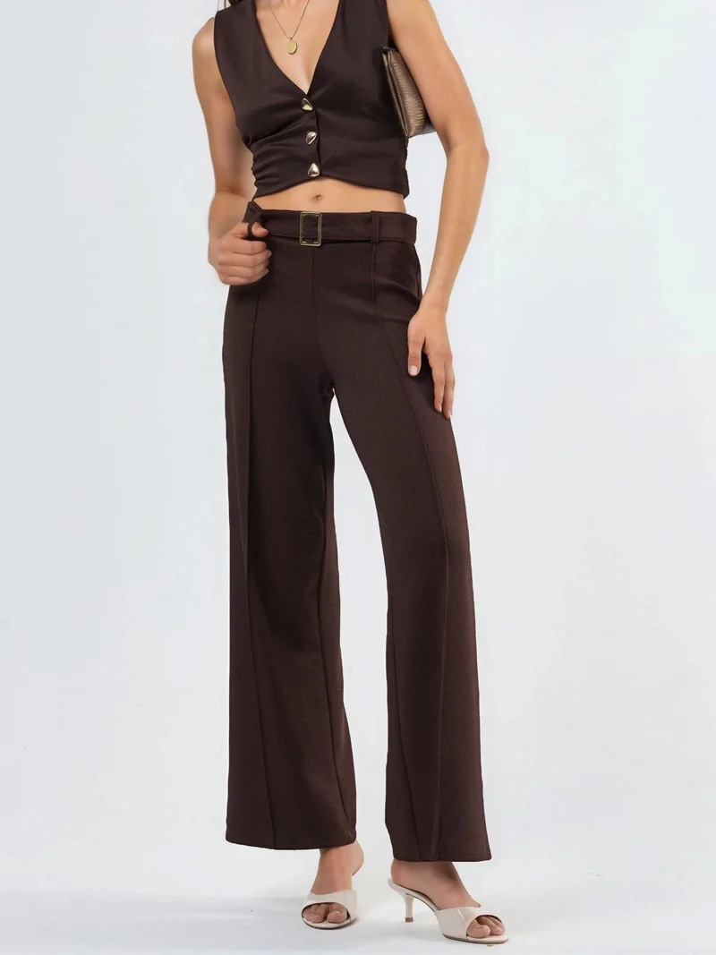 Busem BUSEM High Waist Belted Straight Leg Pants