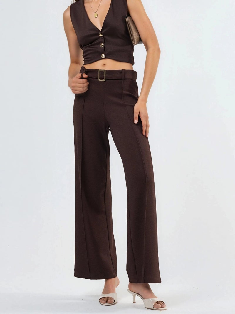 BUSEM High Waist Belted Straight Leg Pants - Image 1