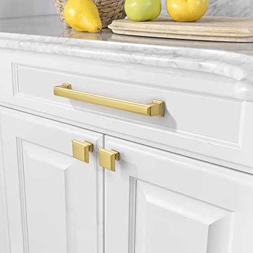 Amerdeco 10 Pack Brushed Gold Cabinet Pulls 7-1/2 Inch Hole Center Drawer Pulls Cabinet Hardware Solid Kitchen Cabinet Handles for Bathroom Drawer Pulls Dresser Pulls ZH0001 - Image 4