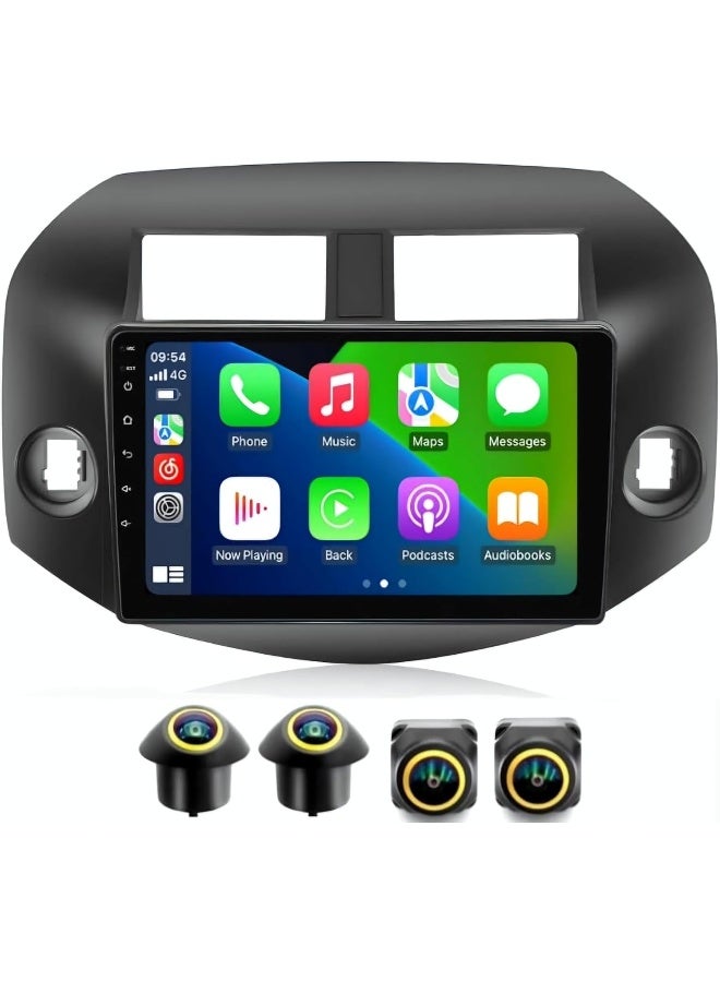 Vierex Car Stereo Screen For Toyota Toyota RAV4 2006-2012 Android With Apple Carplay Android Auto Wireless WiFi DSP AHD Camera Included Fast Interface (4+32GB 360D Cameras) - Image 1