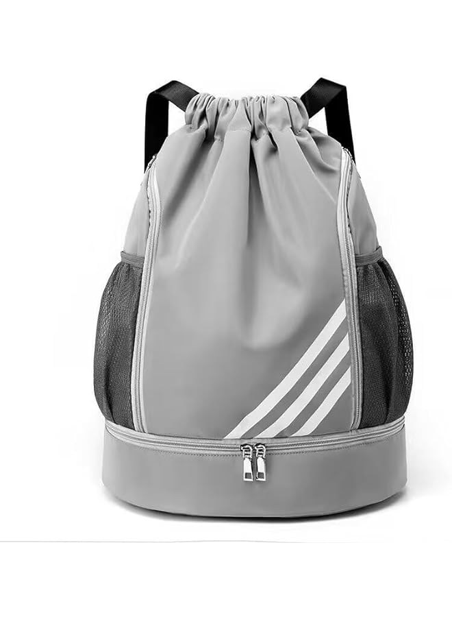 PROMASS Drawstring Backpack, Resistant String Bag Swimming Gym Sports With Compartment Side Mesh Pockets For Women Men - Image 1