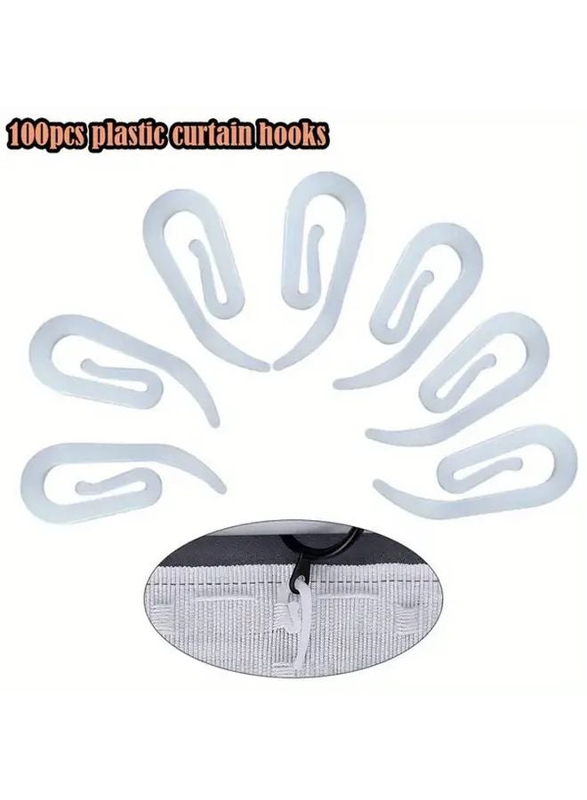 100 قطعة من خطاطيف ستارة البلاستيك الحديثة للمسدسات الدانتيل المطوية باللون الأبيض - Image 5