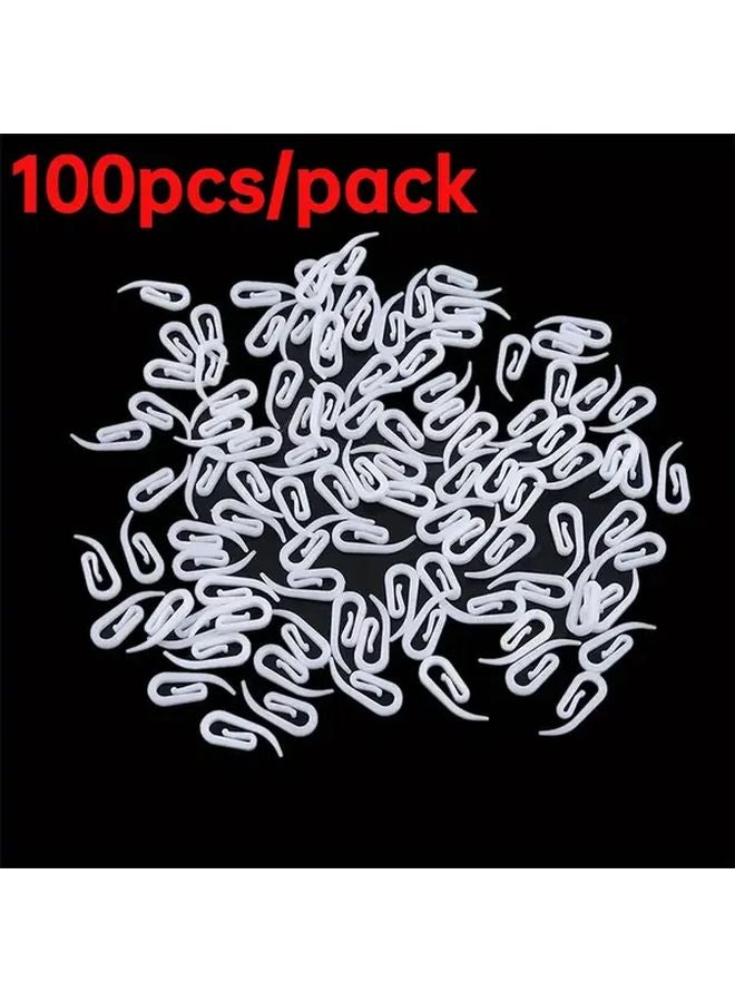 100 قطعة من خطاطيف ستارة البلاستيك الحديثة للمسدسات الدانتيل المطوية باللون الأبيض - Image 1