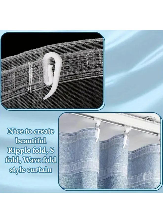 100 قطعة من خطاطيف ستارة البلاستيك الحديثة للمسدسات الدانتيل المطوية باللون الأبيض - Image 3