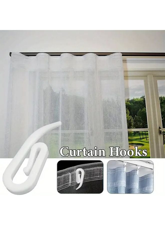 100 قطعة من خطاطيف ستارة البلاستيك الحديثة للمسدسات الدانتيل المطوية باللون الأبيض - Image 2