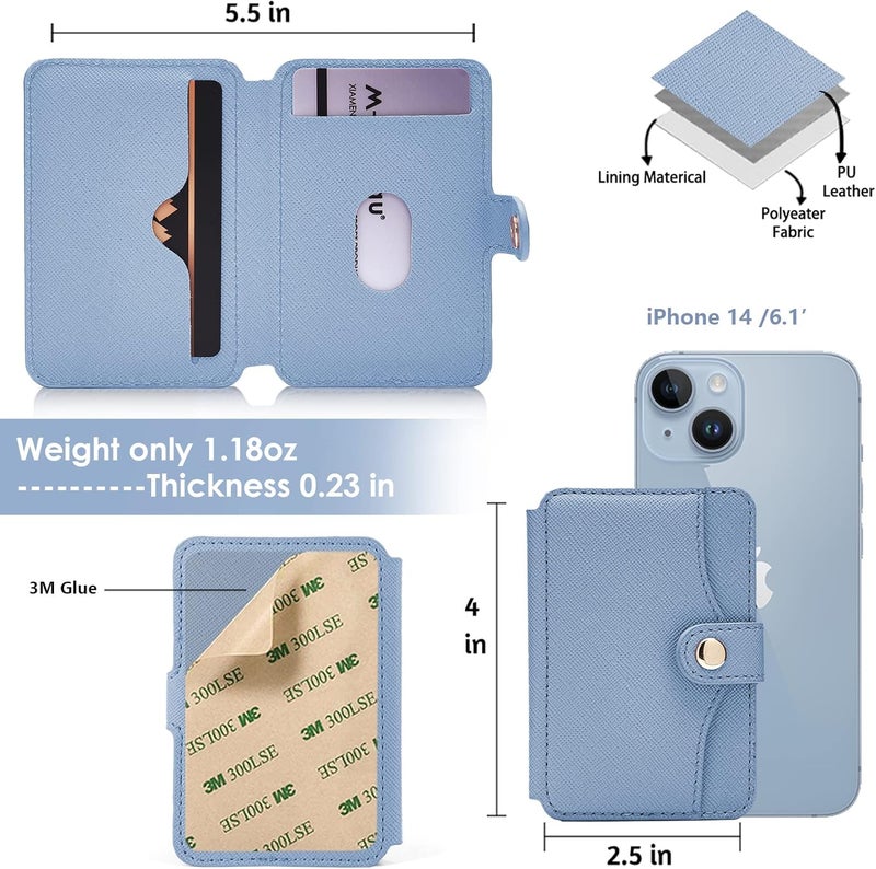 M-Plateau Wallet for Men, Slim Wallet for Back of Phone 3M Adhesive Credit Card Holder for iPhone 14 Pro Max Case and Most Smartphones (Sky Blue) - Image 4