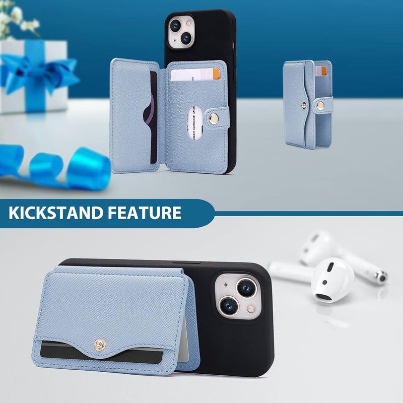 M-Plateau Wallet for Men, Slim Wallet for Back of Phone 3M Adhesive Credit Card Holder for iPhone 14 Pro Max Case and Most Smartphones (Sky Blue) - Image 2