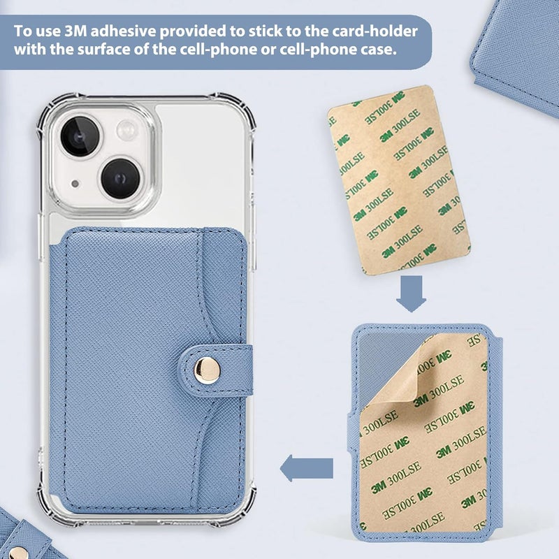M-Plateau Wallet for Men, Slim Wallet for Back of Phone 3M Adhesive Credit Card Holder for iPhone 14 Pro Max Case and Most Smartphones (Sky Blue) - Image 5