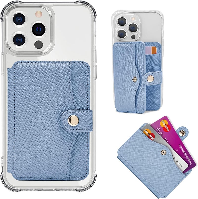 M-Plateau Wallet for Men, Slim Wallet for Back of Phone 3M Adhesive Credit Card Holder for iPhone 14 Pro Max Case and Most Smartphones (Sky Blue) - Image 1
