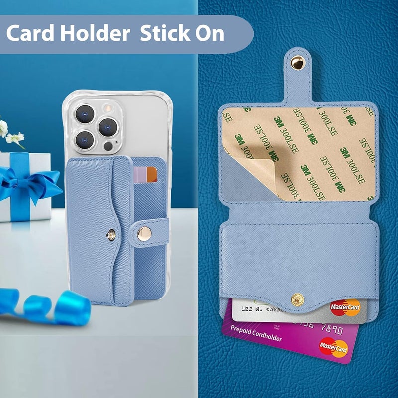 M-Plateau Wallet for Men, Slim Wallet for Back of Phone 3M Adhesive Credit Card Holder for iPhone 14 Pro Max Case and Most Smartphones (Sky Blue) - Image 3