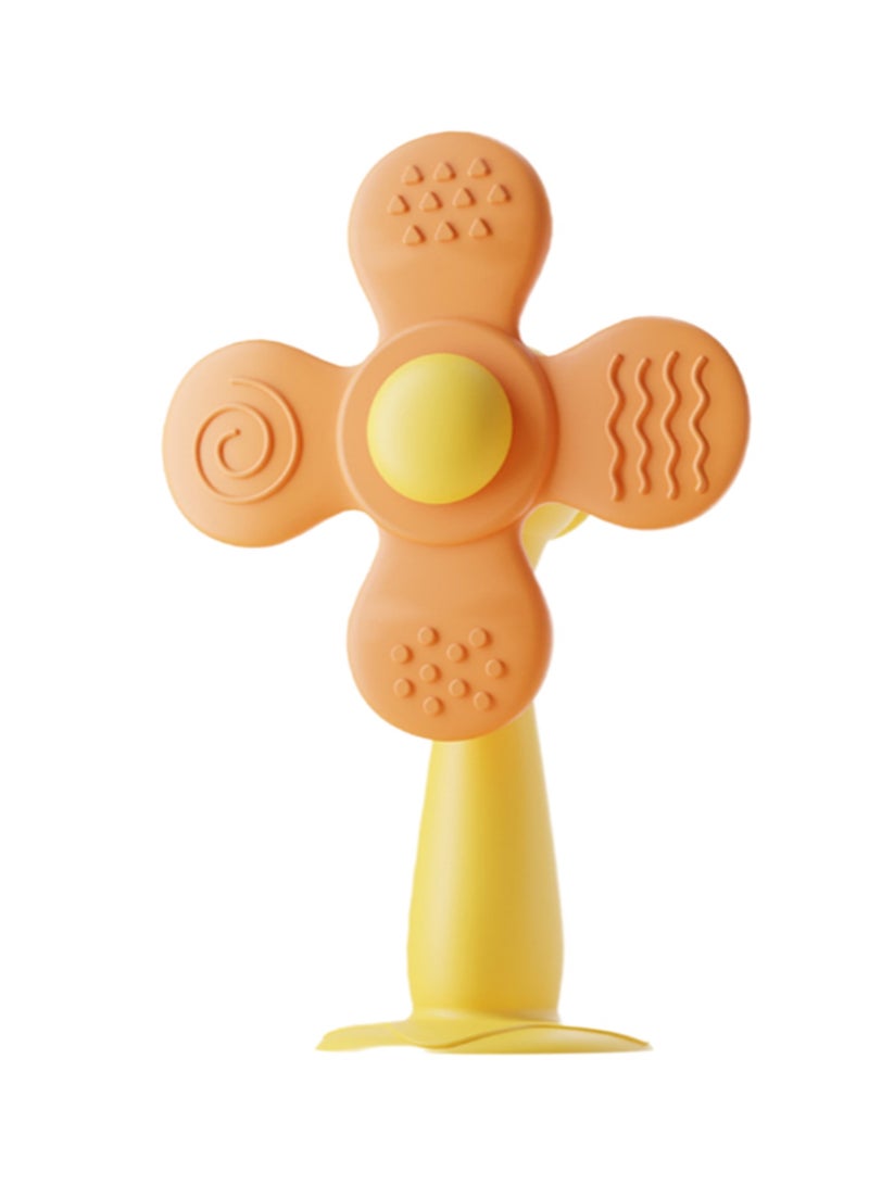 Orange Flower Windmill Teether Teething Soothing Toy Baby Teething Toy Silicone Does Not Contain Bpa Suitable For Infants Boys Girls - Image 1