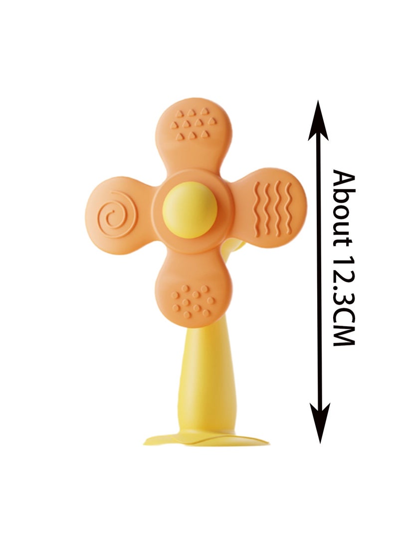 Orange Flower Windmill Teether Teething Soothing Toy Baby Teething Toy Silicone Does Not Contain Bpa Suitable For Infants Boys Girls - Image 2