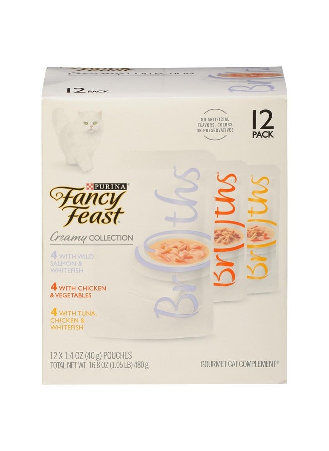 فانسي فيست مجموعة متنوعة من طعام القطط الرطب الكريمي من Y Feast Lickable Broth Topper Complement - (عبوة من 12 كيسًا) 1.4 أونصة 