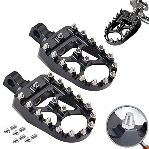 Sresk Offroad CNC Wide Foot Pegs for Harley Sportster Iron 883 Dyna Street Bob Razor MX650 360 Degree Rotating MX Chopper Bobber Style Black