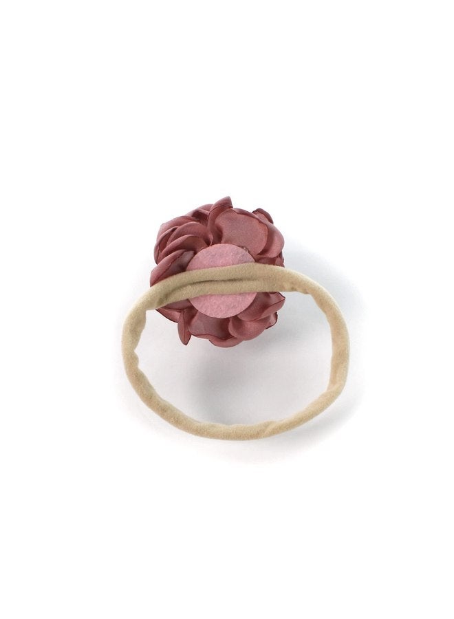 ماي ليلو مجموعة من عصابات الرأس المطاطية المصنوعة من النايلون من My Lello Baby Girl Ruffle Singed Rose مكونة من قطعتين - صغيرة - بورجوندي - ترافل - Image 4