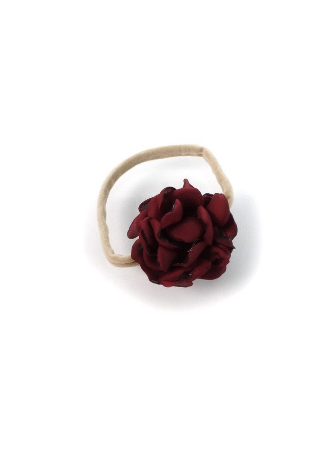ماي ليلو مجموعة من عصابات الرأس المطاطية المصنوعة من النايلون من My Lello Baby Girl Ruffle Singed Rose مكونة من قطعتين - صغيرة - بورجوندي - ترافل - Image 3