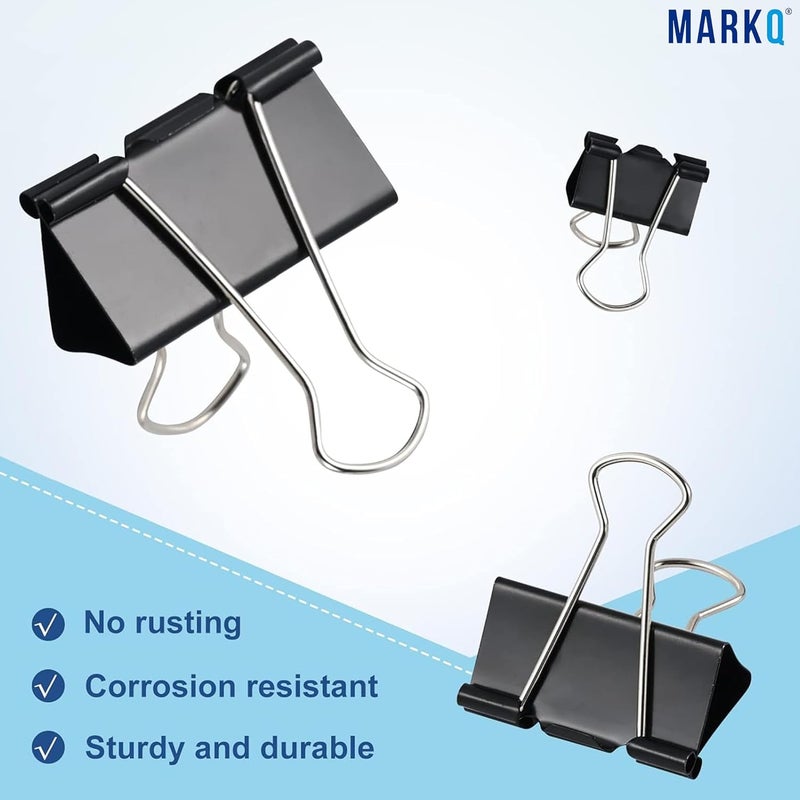 مارك مشابك أوراق معدنية باللون الأسود | مشابك قوية مقاومة للصدأ لتثبيت الأوراق والملفات، مثالية للمكتب والمنزل والمدرسة – مقاس كبير 41 ملم – عبوة من 24 مشبك - Image 4