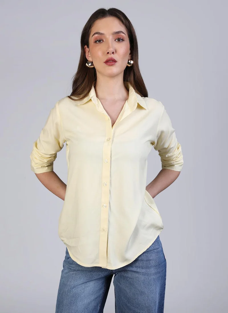Urbano Fashion Women's Butter Modal Viscose Full Sleeve Regular Fit Casual Solid Shirt with Regular Collar